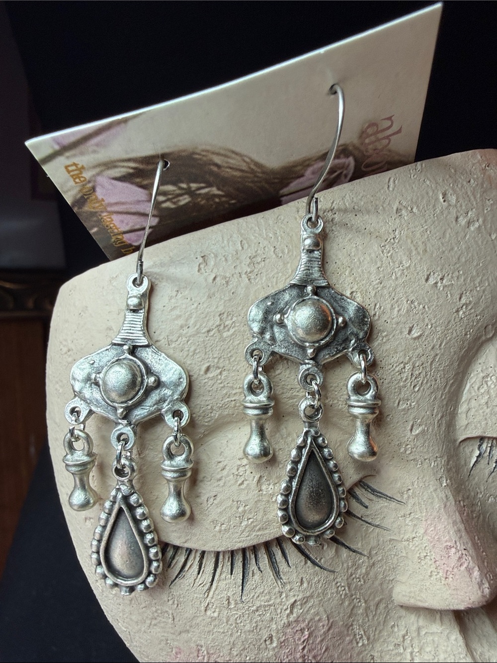 Sterling-Style Silver Dangle Teardrop Earrings